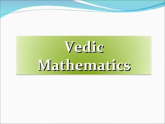 Vedic maths _PPT